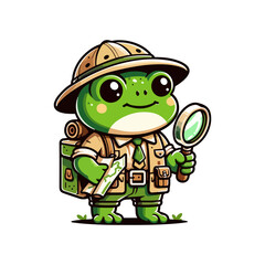 cute icon character frog explorer
