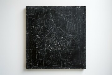 Old grunge black board on white wall background,  Copy space