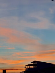 sunset over the village