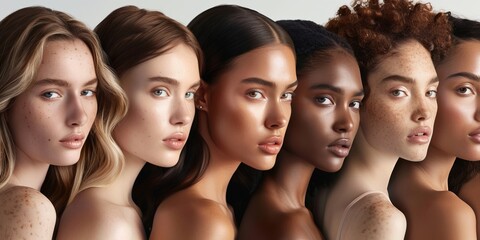 Obraz premium Diverse Group of Women Standing Against White Background