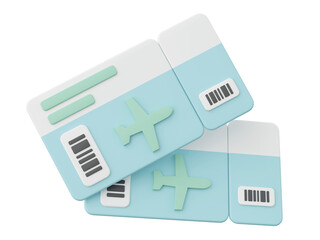Flight tickets, 3d illustration of travel equipments