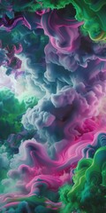 3d illustration of abstract background with colorful smoke in space, computer generated