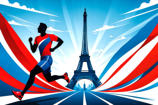 running paris sport olympic 2024 ceremony, water color commencement