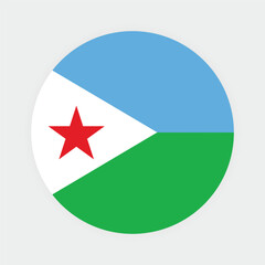 National Flag of Djibouti. Djibouti Flag. Djibouti Round flag.
