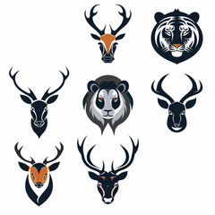 Naklejka premium set of black and white animals