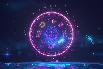 Astrology symbols flat design side view cosmic