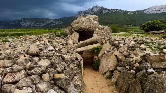 Megalithic Dolmen Alto de la Huesera in Alava province, Spain. High quality 4k footage