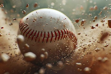 Baseball bat impacting ball  dynamic freeze frame moment in summer olympic games sport