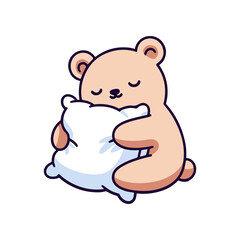 Fototapeta premium cute icon character bear sleeping on pillow
