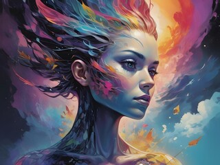 Planet of colorful fairy goddesses