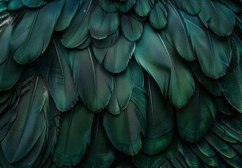 Obraz premium Feather texture background in beautiful dark green viridian vintage color trends