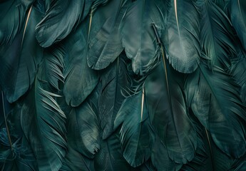 Feather texture background in beautiful dark green viridian vintage color trends