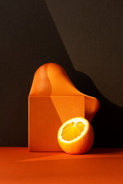 Abstract still life of  and deformed shape with elastic fabric