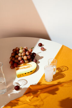 Turkish raki and Fresh Fruits on The Table
