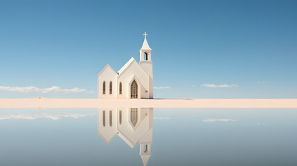 Mirage Sanctuary: Church in the Desert with Mirror Effect