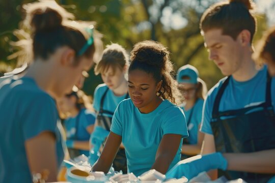Volunteers Organizing Community Event - A group of volunteers organizing a community event