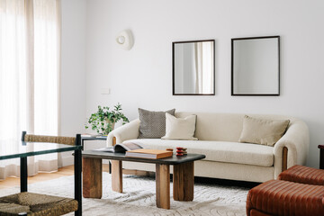 Modern design living and dining room of cozy home