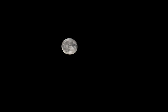 moon rising over dark night sky