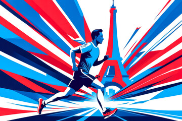 running paris sport olympic 2024 ceremony, water color commencement