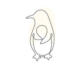 Continuous line art of penguin. Simple line art. One line vector