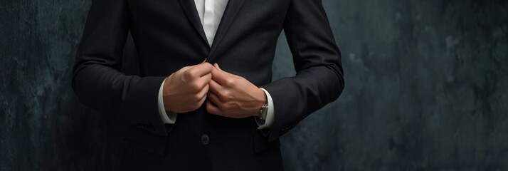 In the without-face image, the focus is on a well-dressed person in a timeless black suit, with visible hand gestures