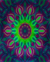 Abstract Symphony - Vibrant psychedelic wavy pattern - This image features intense, multicolored wavy patterns creating a psychedelic effect reminiscent of the 1960s and 70s visual art styles.