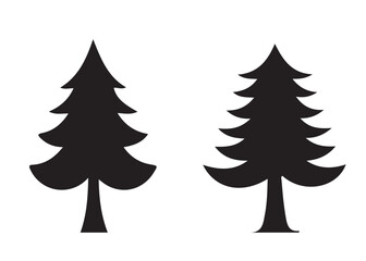 Tree silhouettes vector, isolated black tree silhouettes set