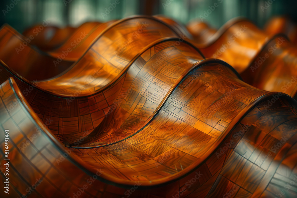 Poster abstract rendering of a brazilian berimbau, with its bow-like structure inspiring sweeping, curved l