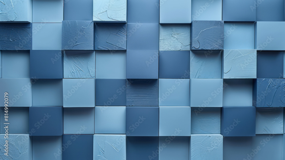 Aufkleber simple navy blue squares of varying sizes on a light blue background, symbolizing different sound pi