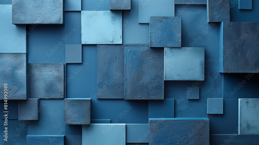 Aufkleber simple navy blue squares of varying sizes on a light blue background, symbolizing different sound pi