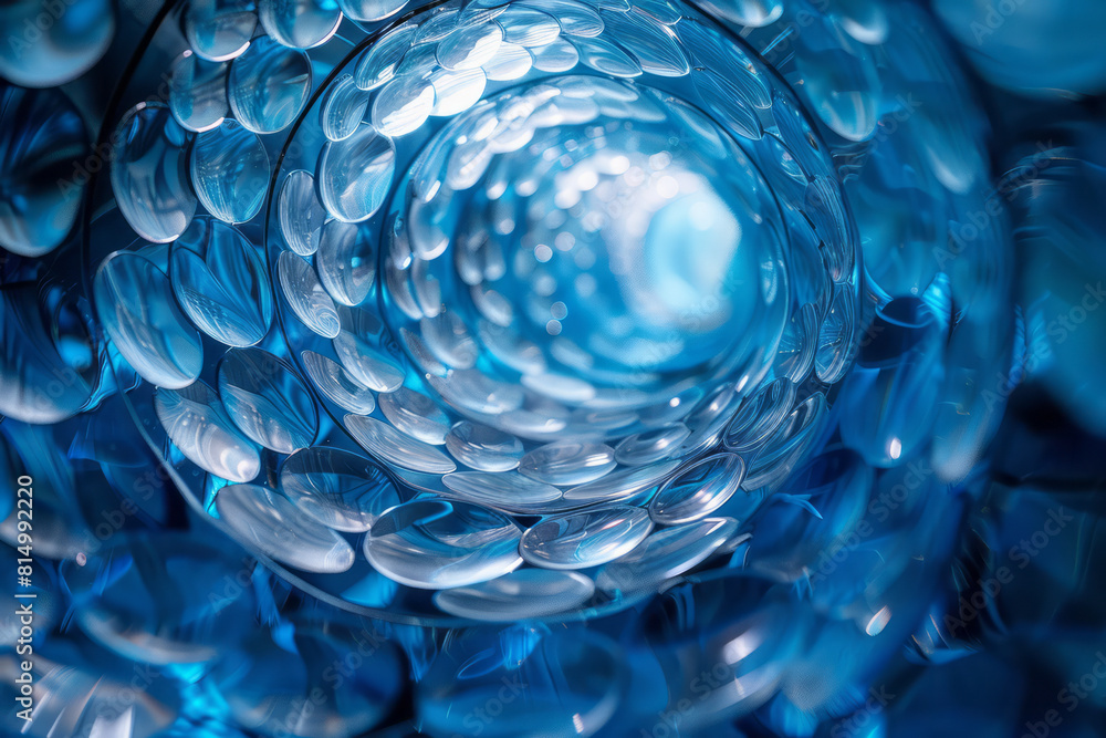 Fototapete a series of overlapping, translucent circles in shades of blue, creating a visual representation of 