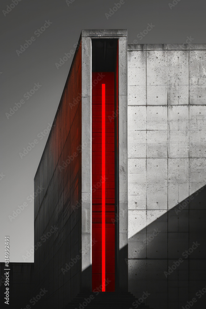 Leinwandbilder a smooth gradient from white to dark grey in a vertical format, punctuated by a sharp, thin red line