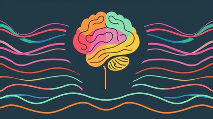 The image shows a colorful brain with multiple colors flowing around it