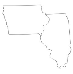 Map of the US states with districts. Map of the U.S. state of Illinois,Iowa