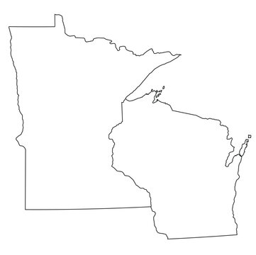 Map of the US states with districts. Map of the U.S. state of Minnesota,Wisconsin