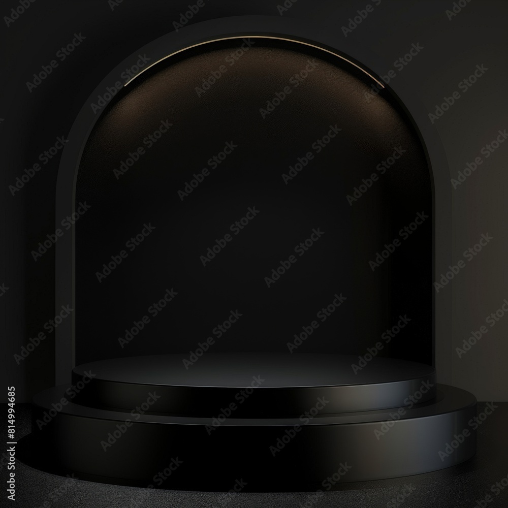 Poster 3d rendering of empty dark podium.