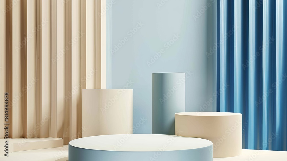 Poster 3d rendering of empty podium for product showcase.