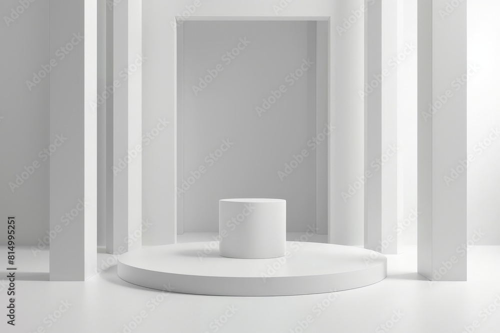 Poster 3d rendering of empty white podium.