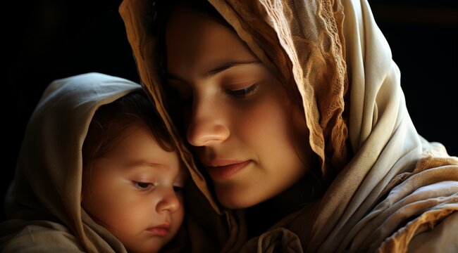 Tender Moment of Mother and Child in Serene Atmosphere