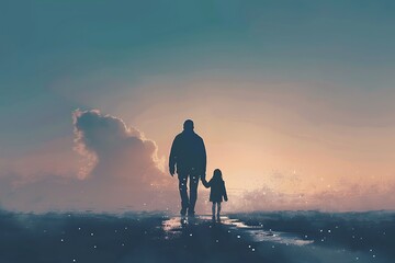 silhouette of a dad with daughter, fathers day 2024