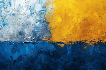 Blue and yellow paint on the wall,  Abstract textured background