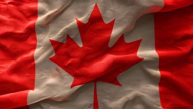 Canadian flag waving with texture. National symbol of Canada. Patriotism and national pride concept. 