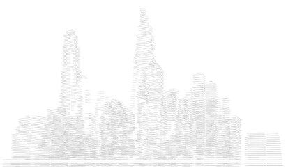 Naklejka premium Modern city sketch 3d rendering