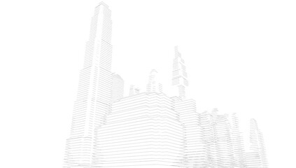 Modern city sketch 3d rendering