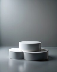 White podium on grey background. Minimal concept