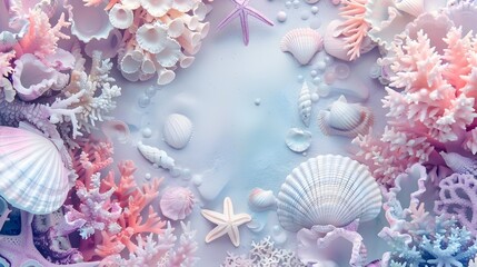 Ethereal Underwater Seascape with Delicate Seashells and Coral