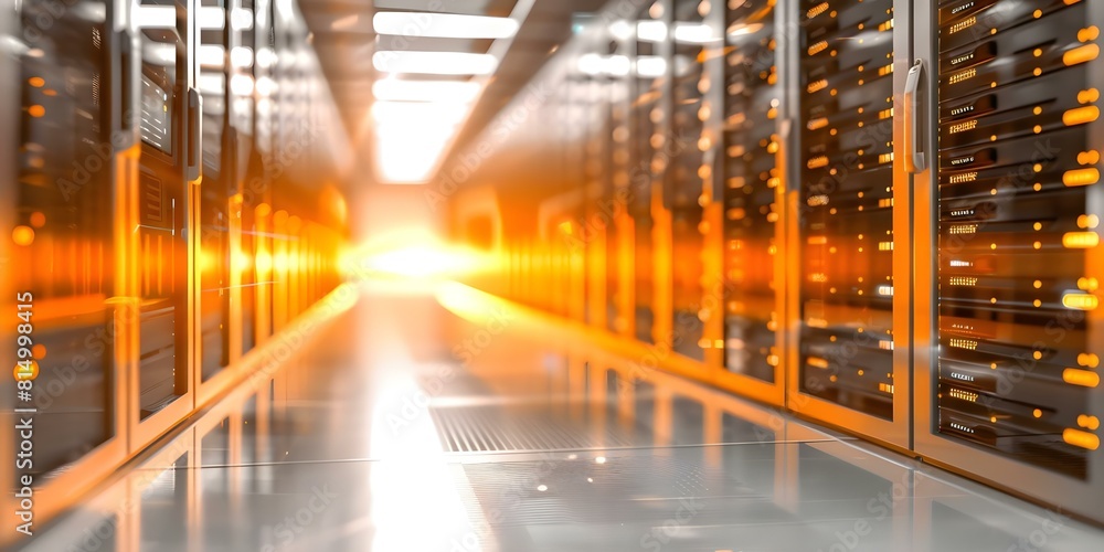 Poster background on digital hosting at a data server center. concept data storage, data centers, digital t