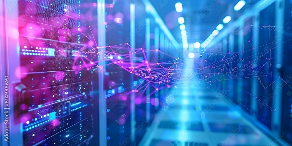 Poster digital world data center engineer specializing in powering and maintaining data centers. concept da