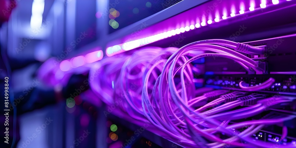 Poster maintaining a computer server in the server room: the role of an it technician. concept server maint