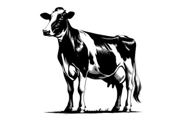 Dairy Cow monochrome clip art. vector illustration